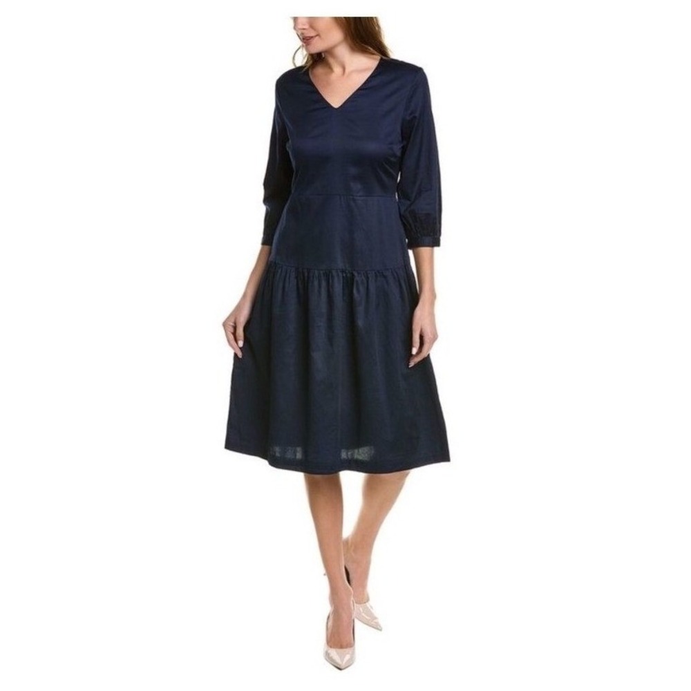 NWT $228 J. McLaughlin Dara Solid Women's Drop Waist Dress Size XL Deep Navy